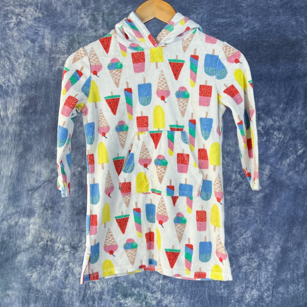 Mini Boden Ice Cream Swim Cover Up w/ Hood Sz 6-7y